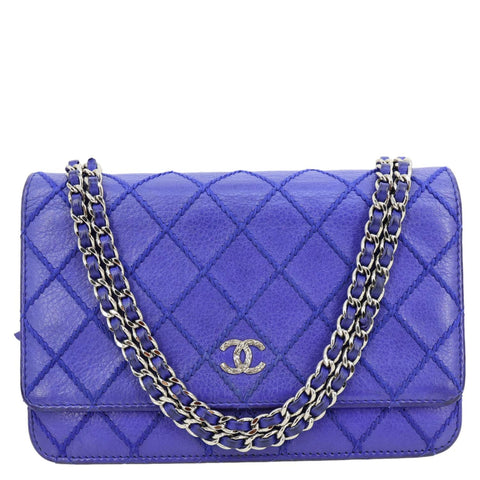 CHANEL Fancy CC Quilted Calfskin Leather Wallet On Chain Bag Royal Blue