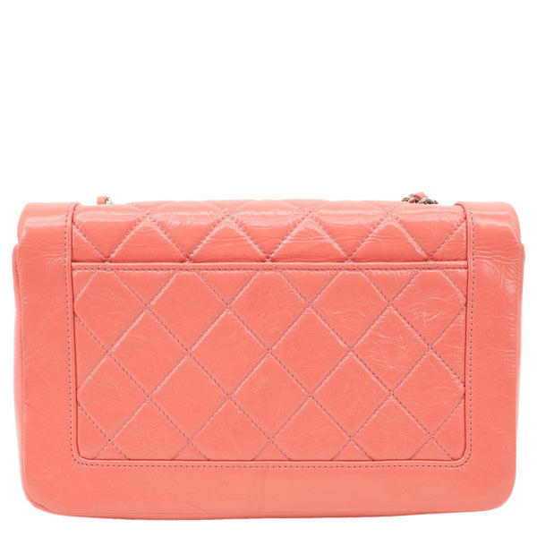 CHANEL Bi Vintage Full Flap Medium Quilted Crumpled Leather Crossbody Bag Pink