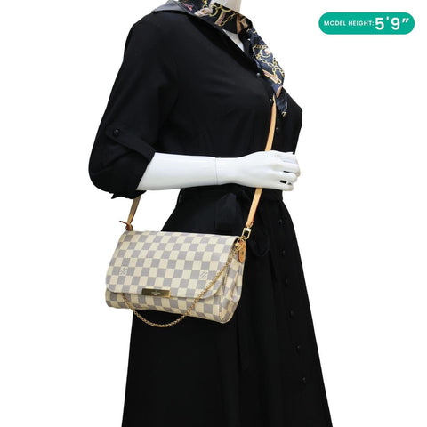 LOUIS VUITTON Favorite MM Damier Azur Crossbody Bag White