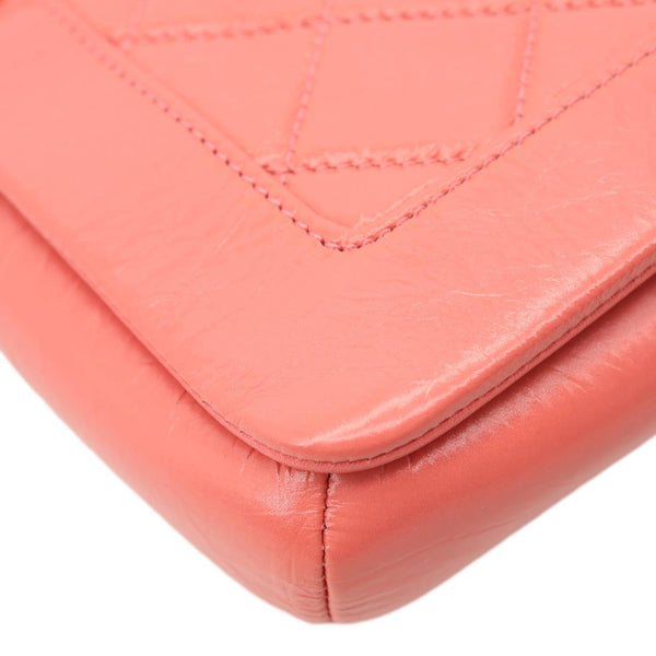 CHANEL Bi Vintage Full Flap Medium Quilted Crumpled Leather Crossbody Bag Pink