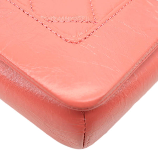 CHANEL Bi Vintage Full Flap Medium Quilted Crumpled Leather Crossbody Bag Pink