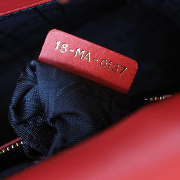 CHRISTIAN DIOR Lady Dior My ABCDior Small Cannage Leather Shoulder Bag Red