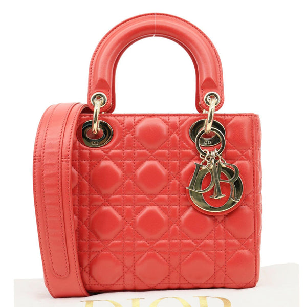 CHRISTIAN DIOR Lady Dior My ABCDior Small Cannage Leather Shoulder Bag Red