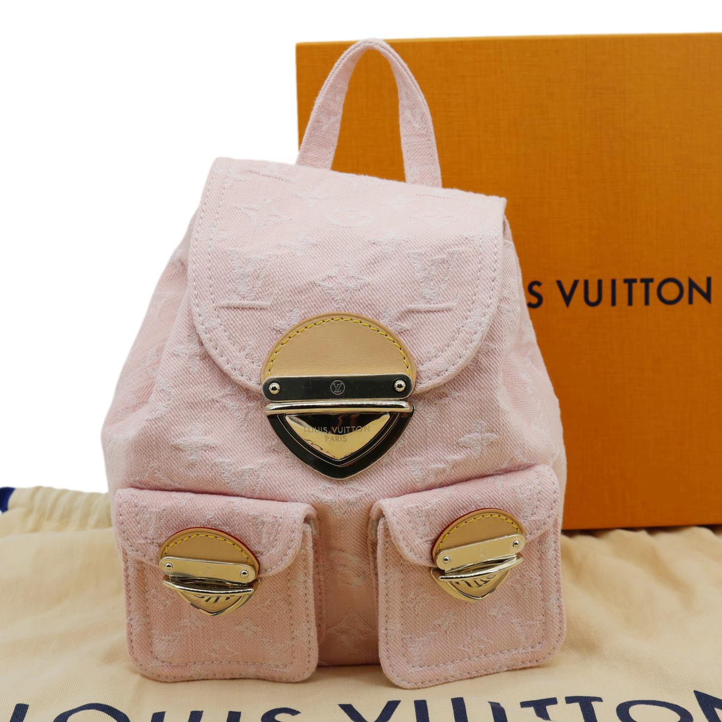 louis vuitton backpack girls LOUIS VUITTON Venice Monogram Denim Backpack Washed Pink