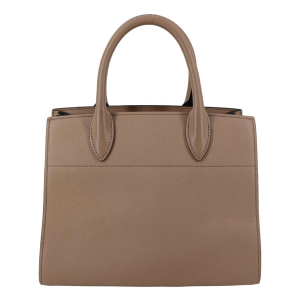 PRADA Bibliotheque Saffiano City Leather Double Handle Tote Shoulder Bag Beige