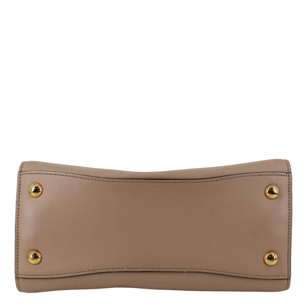 PRADA Bibliotheque Saffiano City Leather Double Handle Tote Shoulder Bag Beige