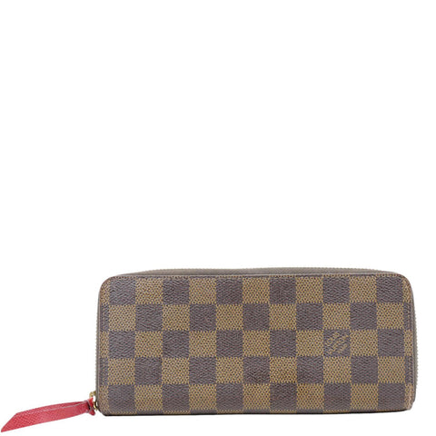 LOUIS VUITTON Clemence Damier Ebene Zippy Wallet Brown