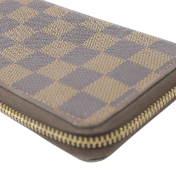 LOUIS VUITTON Clemence Damier Ebene Zippy Wallet Brown