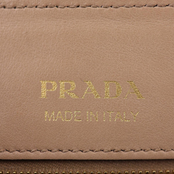 PRADA Bibliotheque Saffiano City Leather Double Handle Tote Shoulder Bag Beige