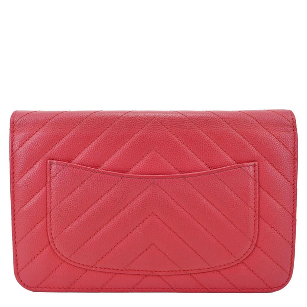 CHANEL CC WOC Chevron Leather Wallet On Chain Crossbody Bag Pink
