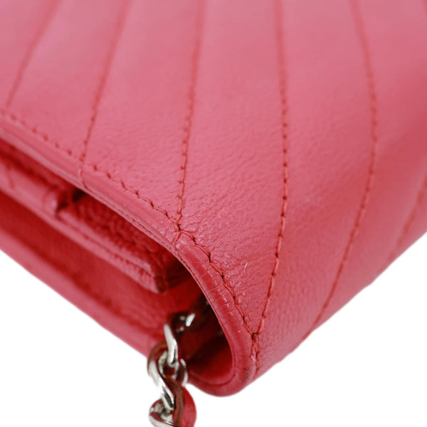 CHANEL CC WOC Chevron Leather Wallet On Chain Crossbody Bag Pink