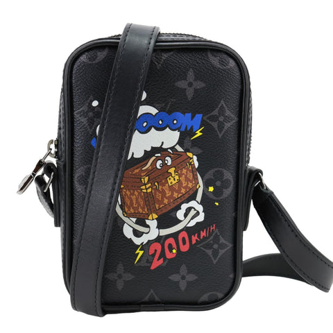 LOUIS VUITTON Danube PPM Comic Trunk Printed Monogram Eclipse Canvas Shoulder Bag Black