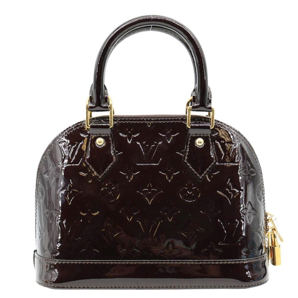 LOUIS VUITTON Alma BB Vernis Leather Satchel Crossbody Bag Amarante