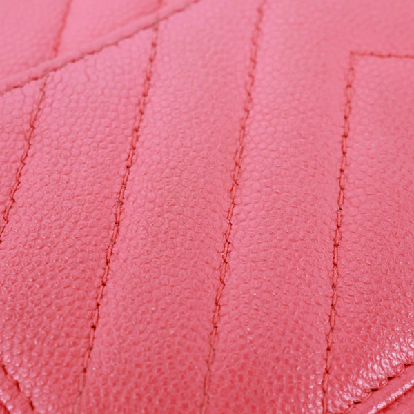 CHANEL CC WOC Chevron Leather Wallet On Chain Crossbody Bag Pink