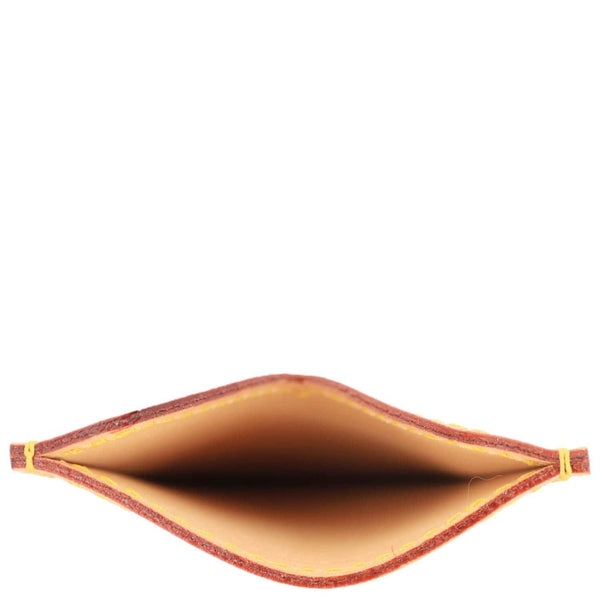 LOUIS VUITTON Voyages Vachetta Leather Card Holder Tan