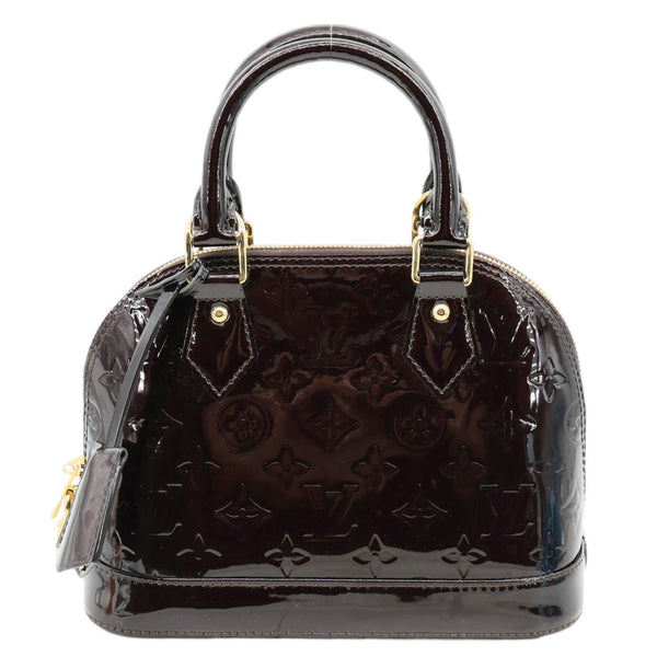 LOUIS VUITTON Alma BB Vernis Leather Satchel Crossbody Bag Amarante
