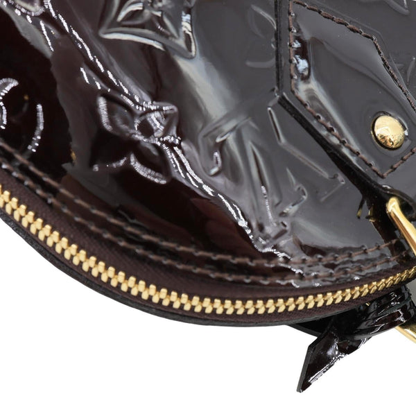 LOUIS VUITTON Alma BB Vernis Leather Satchel Crossbody Bag Amarante