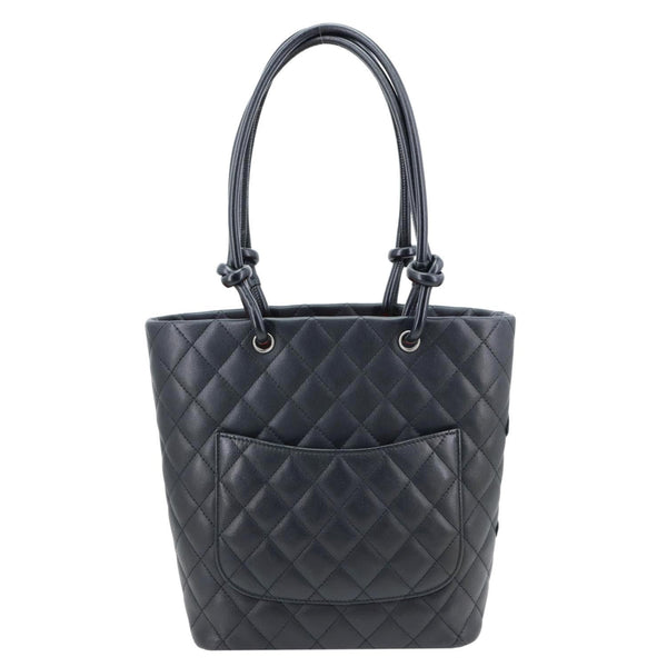 CHANEL Cambon Ligne Quilted Calfskin Leather Tote Bag Black