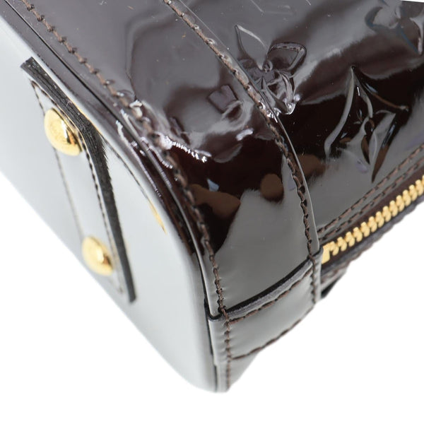 LOUIS VUITTON Alma BB Vernis Leather Satchel Crossbody Bag Amarante