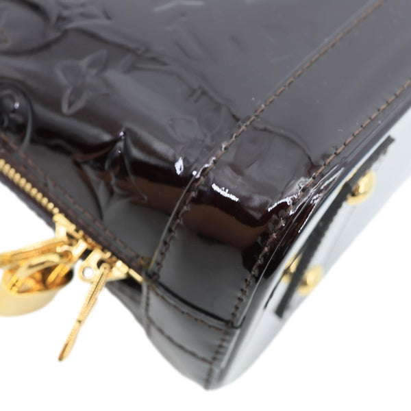 LOUIS VUITTON Alma BB Vernis Leather Satchel Crossbody Bag Amarante