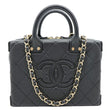 CHANEL Studded Square Quilted Leather Vanity Case Black