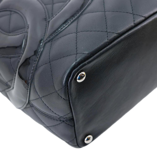 CHANEL Cambon Ligne Quilted Calfskin Leather Tote Bag Black