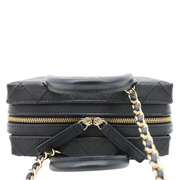 CHANEL Studded Square Quilted Leather Vanity Case Black