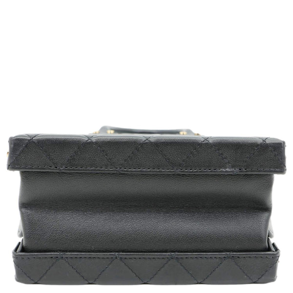 CHANEL Studded Square Quilted Leather Vanity Case Black