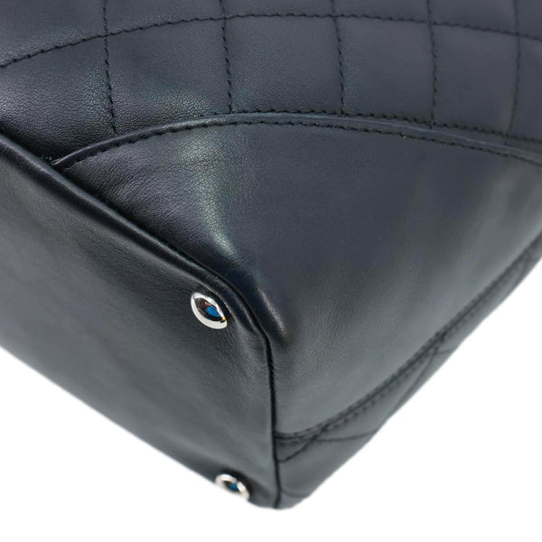 CHANEL Cambon Ligne Quilted Calfskin Leather Tote Bag Black