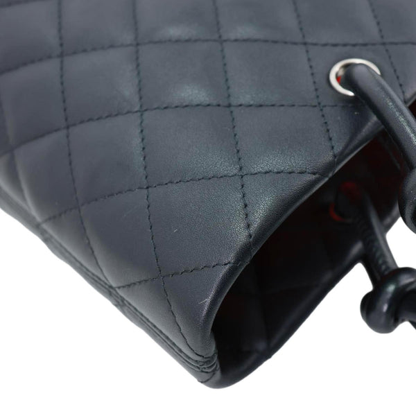 CHANEL Cambon Ligne Quilted Calfskin Leather Tote Bag Black