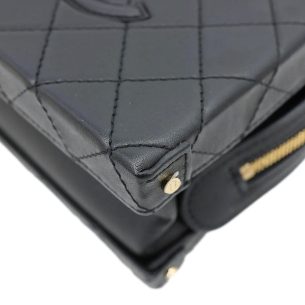 CHANEL Studded Square Quilted Leather Vanity Case Black