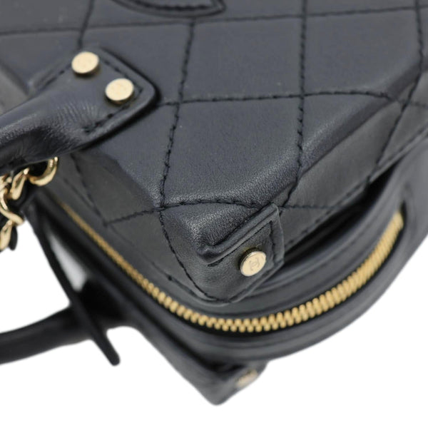 CHANEL Studded Square Quilted Leather Vanity Case Black