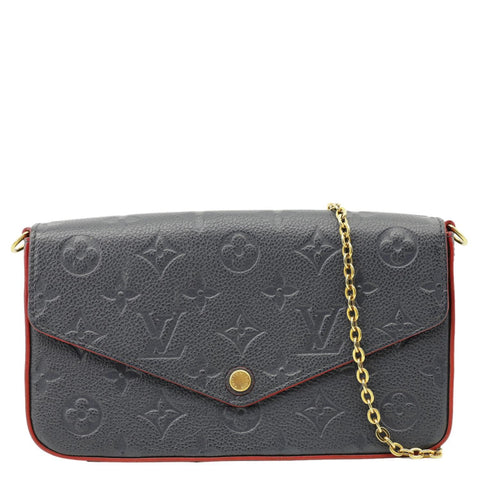 LOUIS VUITTON Felicie Pochette Monogram Empreinte Crossbody Bag Navy Blue