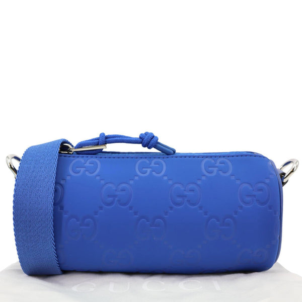 GUCCI Edge Cylinder Mini GG Matte Rubber Fabric Shoulder Bag Blue 834248
