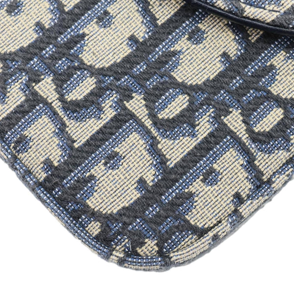 CHRISTIAN DIOR Saddle Medium Oblique Canvas Chain Pouch Navy Blue