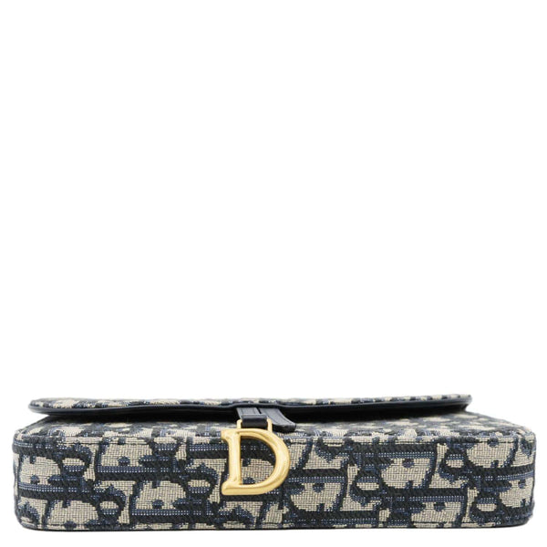 CHRISTIAN DIOR Saddle Medium Oblique Canvas Chain Pouch Navy Blue