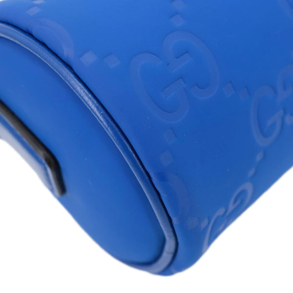 GUCCI Edge Cylinder Mini GG Matte Rubber Fabric Shoulder Bag Blue 834248