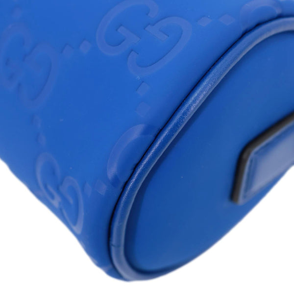 GUCCI Edge Cylinder Mini GG Matte Rubber Fabric Shoulder Bag Blue 834248