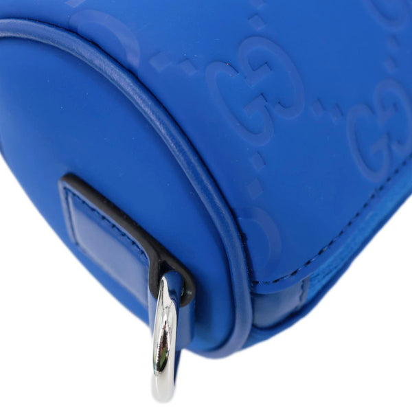 GUCCI Edge Cylinder Mini GG Matte Rubber Fabric Shoulder Bag Blue 834248