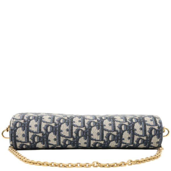 CHRISTIAN DIOR Saddle Medium Oblique Canvas Chain Pouch Navy Blue