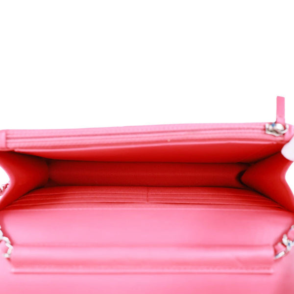 CHANEL WOC Quilted Patent Leather Crossbody Bag Pink