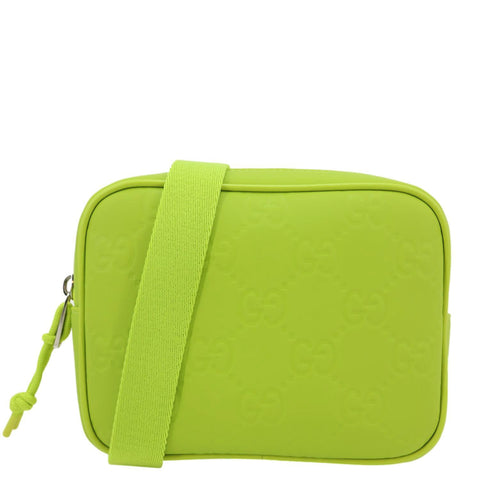GUCCI Edge Mini GG Rubber Effect Crossbody Bag Green 834246