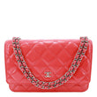CHANEL WOC Quilted Patent Leather Crossbody Bag Pink