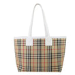 BURBERRY London Medium Vintage Check Canvas Tote Bag White