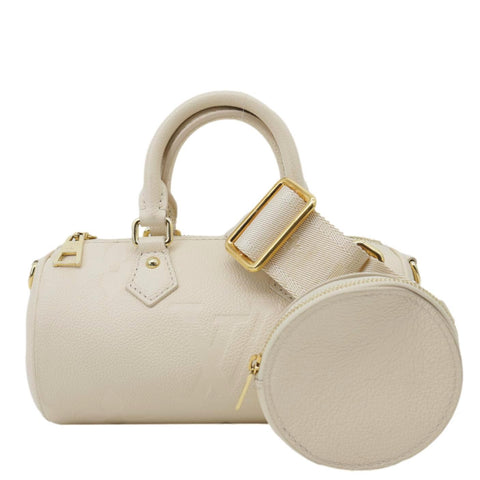 LOUIS VUITTON Papillon BB Monogram Empreinte Leather Shoulder Bag Off White
