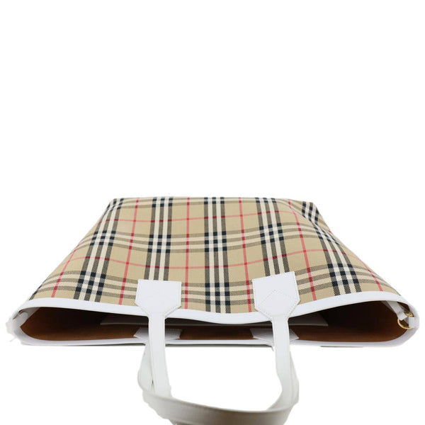 BURBERRY London Medium Vintage Check Canvas Tote Bag White