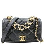 CHANEL Match Flap Small Quilted Lambskin Leather Crossbody Bag Black