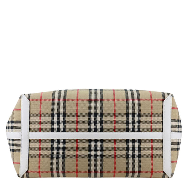 BURBERRY London Medium Vintage Check Canvas Tote Bag White