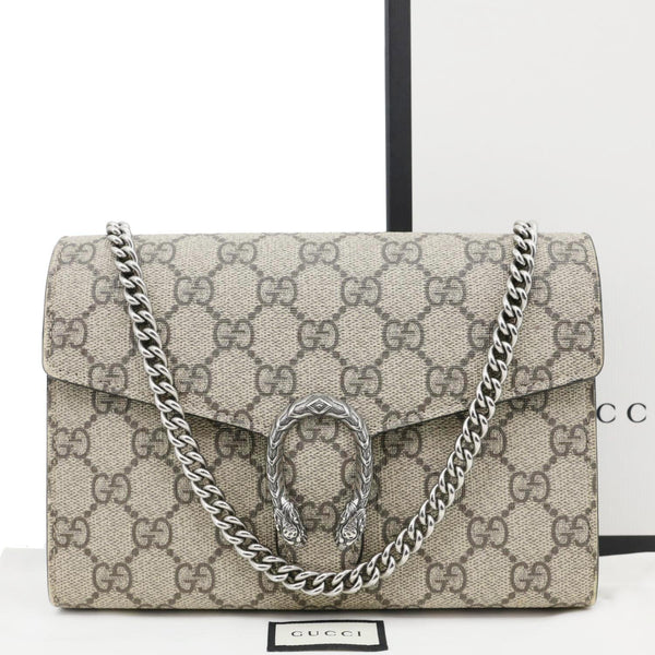 GUCCI Dionysus GG Supreme Canvas Chain Wallet Crossbody Bag Beige 401231
