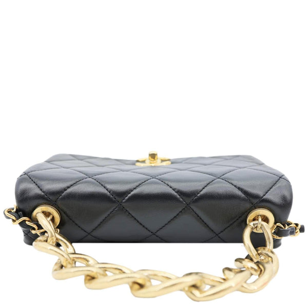 CHANEL Match Flap Small Quilted Lambskin Leather Crossbody Bag Black